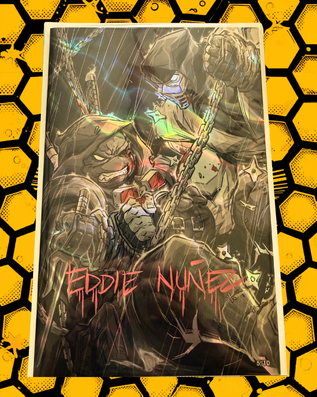 TMNT: The Last Ronin vs Mortal Kombat Scorpion FOIL | Shadow Rain Exclusive π₯βοΈ Limited to ONLY 10 Copies β Copy #5/10 βοΈ Signed by Eddie Nunez (Copy)