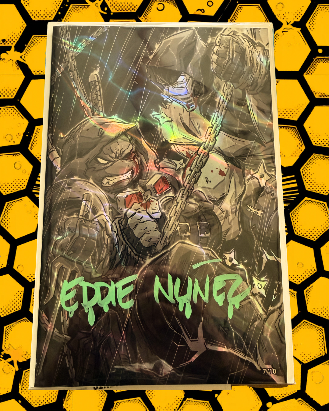 TMNT: The Last Ronin vs Mortal Kombat Scorpion FOIL | Shadow Rain Exclusive ๐ฅโ๏ธ Limited to ONLY 10 Copies โ Copy #7/10 โ๏ธ Signed by Eddie Nunez