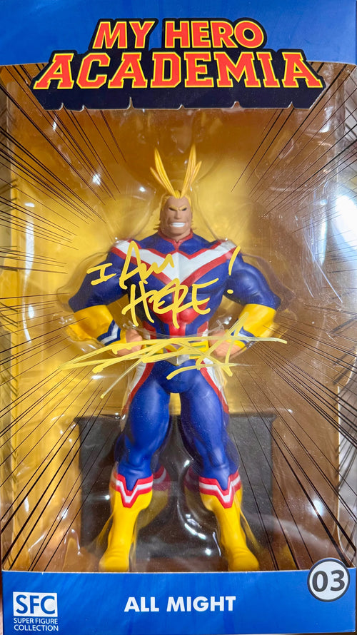 💥 Banpresto My Hero Academia – All Might Figure (Signed by Christopher Sabat w/ Quote & COA)